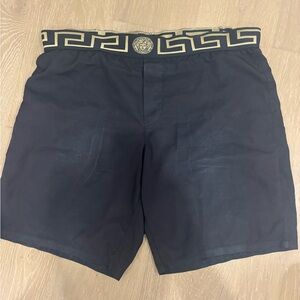 Versace Black Shorts with Gold Accents